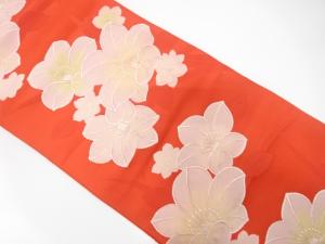 花模様織り出し　名古屋帯